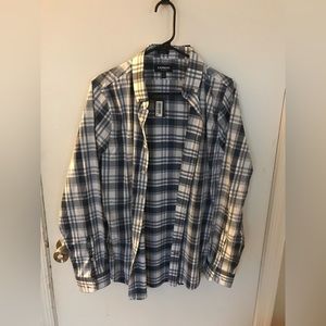 Express Flannel Print Button Down - M Extra Slim Cut 91% Nylon 9% Spandex